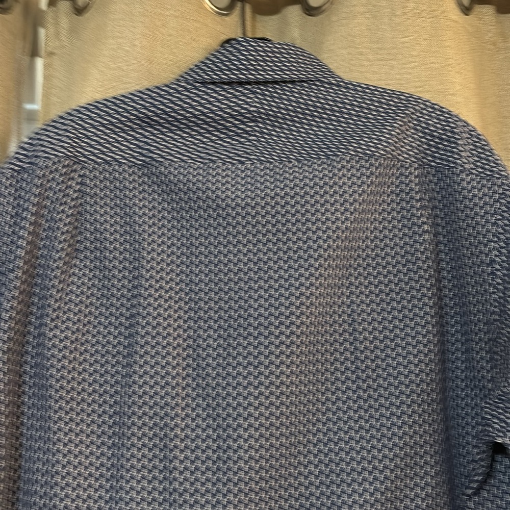 Men's Blue Patterned Shirt Lizard Pattern - image 5